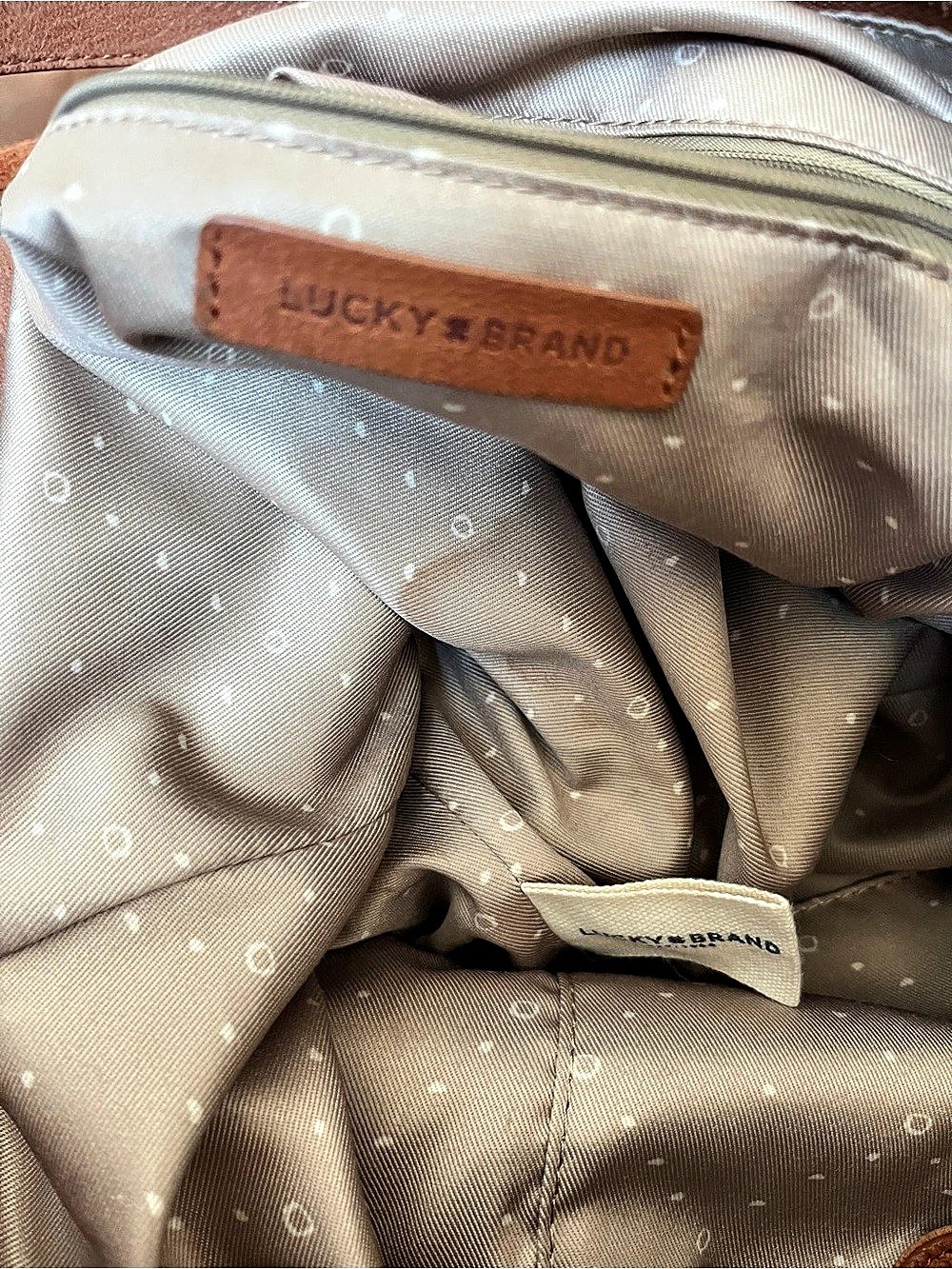 Lucky Brand Tan Suede + fringe Tote / Shoulder Bag